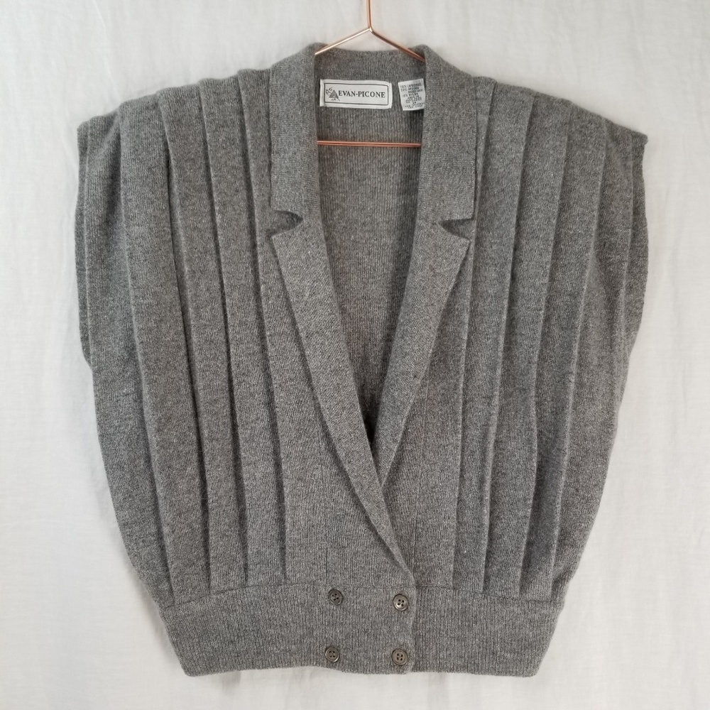 Retro Vintage Lambswool Crop Sweater Vest, Med